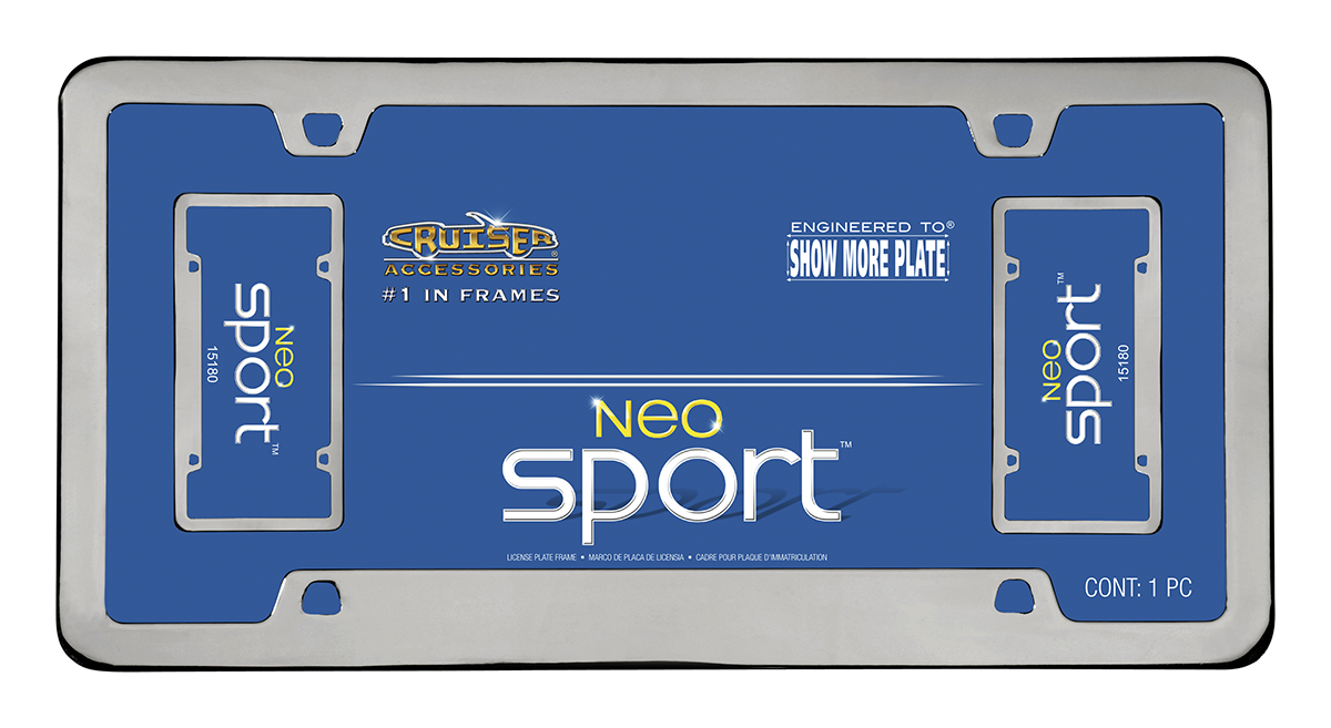 Neo Sport, Black Chrome - License Plate Frame | Cruiser Accessories